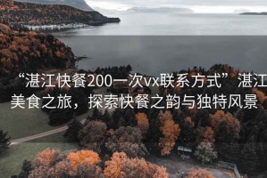 “湛江快餐200一次vx聯系方式”湛江美食之旅，探索快餐之韻與獨特風景
