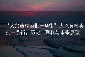 “大興黃村賣批一條街”大興黃村賣批一條街，歷史、現狀與未來展望
