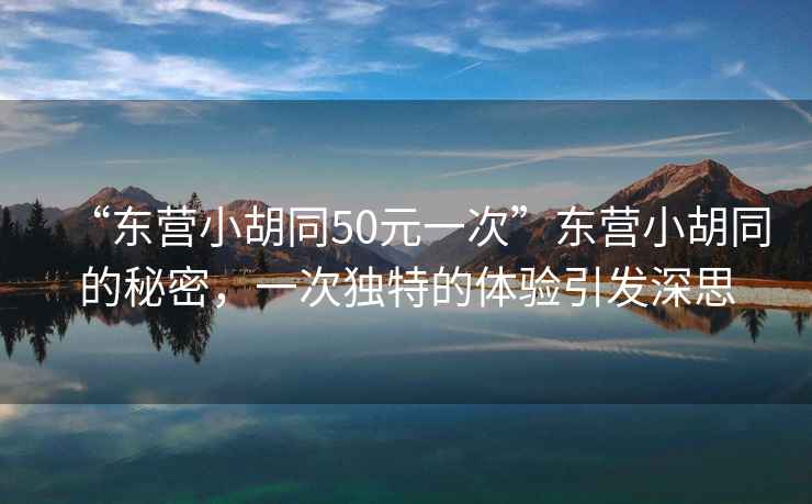 “東營(yíng)小胡同50元一次”東營(yíng)小胡同的秘密，一次獨(dú)特的體驗(yàn)引發(fā)深思