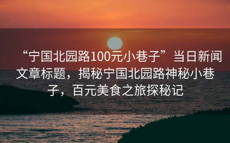 “寧國北園路100元小巷子”當日新聞文章標題，揭秘寧國北園路神秘小巷子，百元美食之旅探秘記